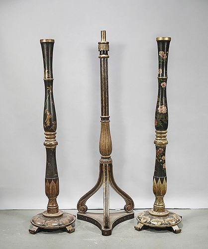 Three Chinese Gilt and Polychrome Painted Wood Stands
