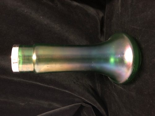 Green Iridescent vase with sterling silver top