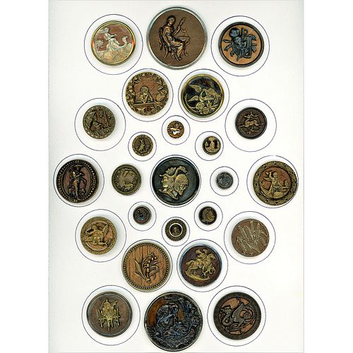 A Card Of Assorted Pictorail Wood Background Buttons