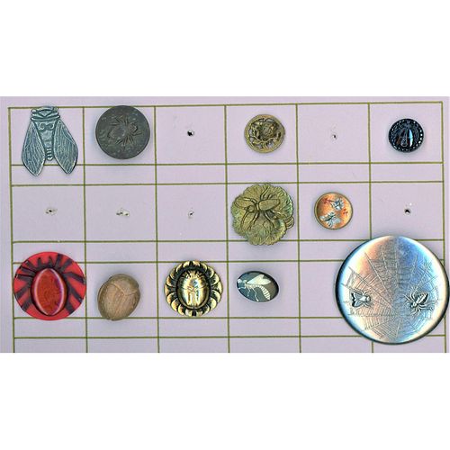 A Small Card Of Assorted Material Insect Buttons