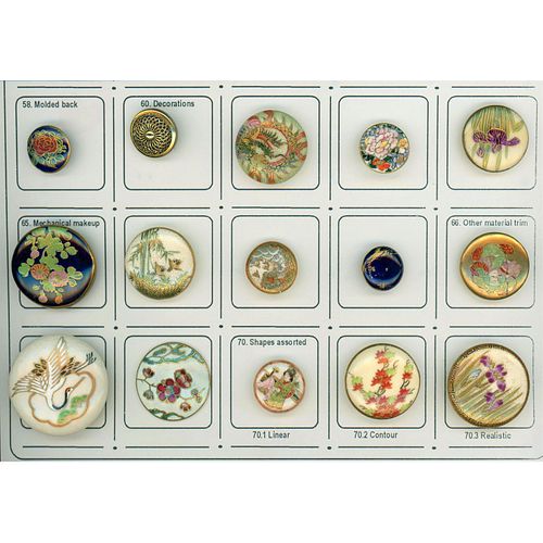 A Small Card Of Div 1 And 3 Satsuma Pottery Buttons