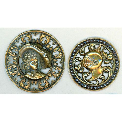 A Pair Of Division 1 Pierced Brass Buttons