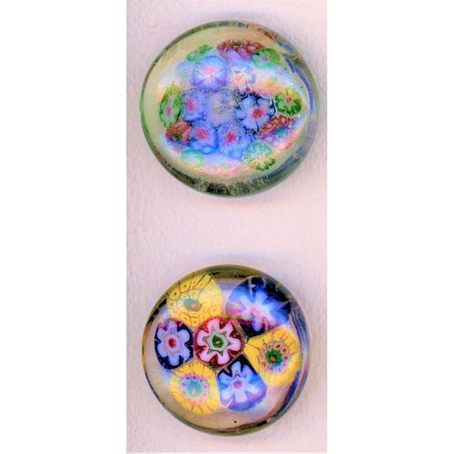 2 Large Chinese Millefiore Paperweight Glass Buttons