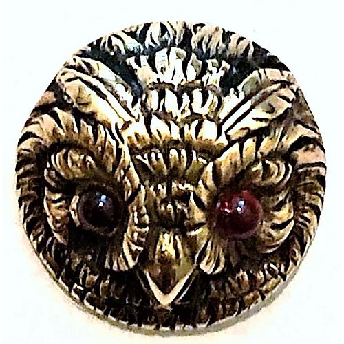 A Rare Realistic 14 Karat Gold Owl Head Button