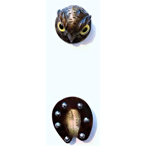 A Pair Of Division 1 Realistic Shaped Horn Buttons