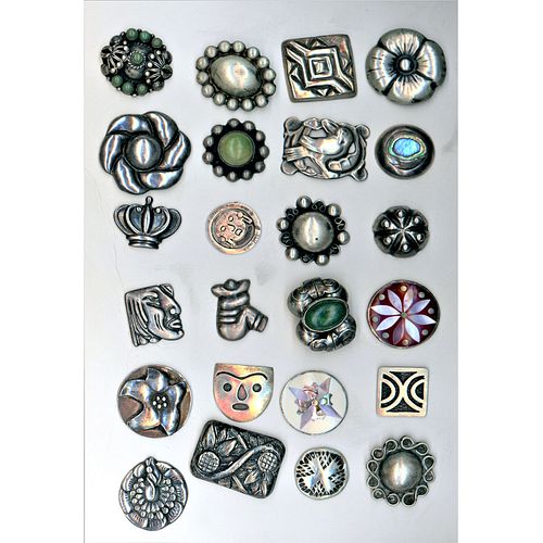 A Small Card Of Assorted Mexican Silver Buttons