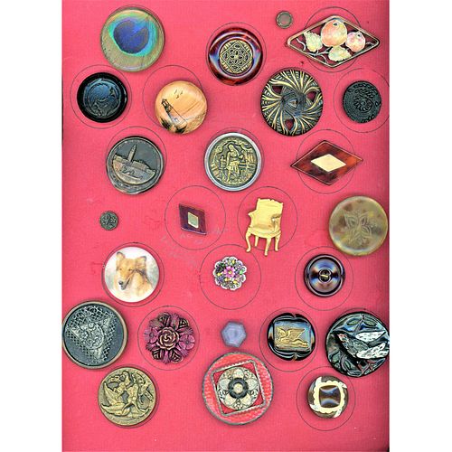 A Card Of Assorted Material And Subject Matter Buttons