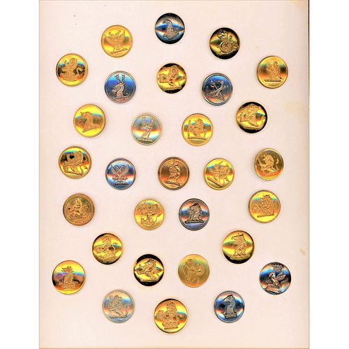 1 Card Of Assorted Subject Livery/Crest Buttons