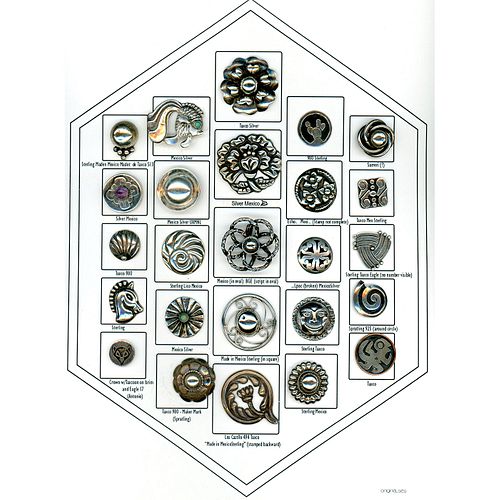 A Card Of Assorted Mexican Silver Buttons