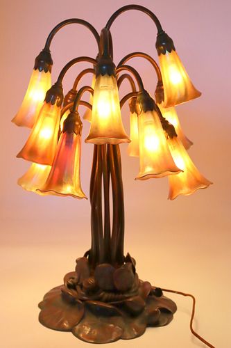 Tiffany Studios 12 Light Lilly Table Lamp.