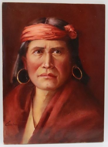 Signed KPM Porcelain Plaque of a Native American.