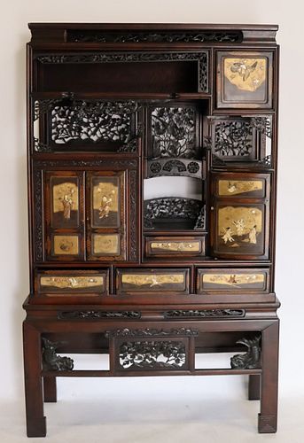 19th C. Japanese Cabinet with Shibayama Lacquer