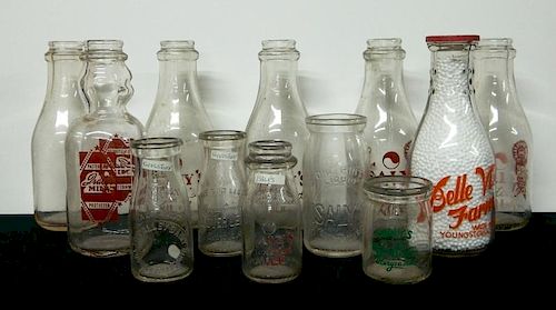 Dairy bottles - 12 clear, Youngstown, OH
