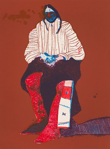 Fritz Scholder Indian with Beaded Sash (T: 75-189), 1975