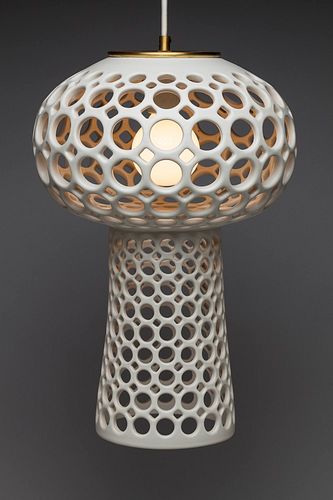 Pierced White Mushroom Pendant Lamp