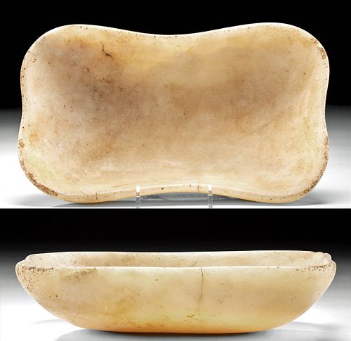 Large Egyptian Early Dynastic Banded Alabaster Dish