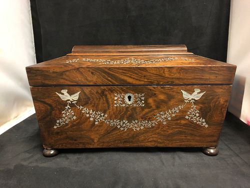 A Very nice Rosewood and Mother of Pearl Tea Caddy