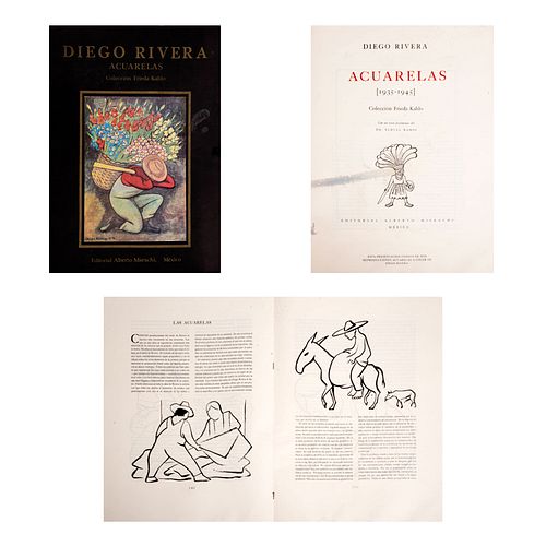 Diego Rivera, Acuarelas (1935-1945). México: Editorial Alberto Misrachi. fo. marquilla, 18 p. + 6 láminas.