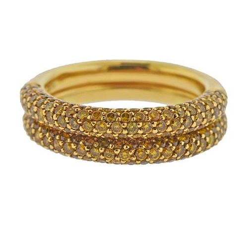 18K Gold Fancy Diamond Band Ring Set