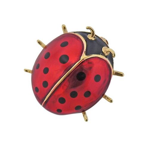 14K Gold Enamel Ladybug Brooch Pin