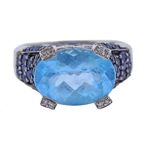 LeVian Le Vian 14K Diamond Topaz Sapphire Ring