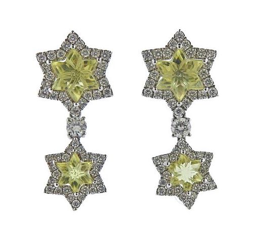 18K Gold Diamond Gemstone Day &amp; Night Star Earrings