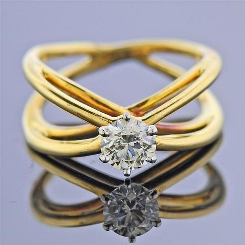 Tiffany &amp; Co GIA Diamond 0.59ct 18K Gold Engagement Ring
