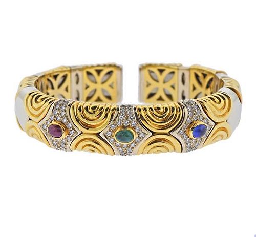 18K Gold Diamond Sapphire Ruby Emerald Bracelet