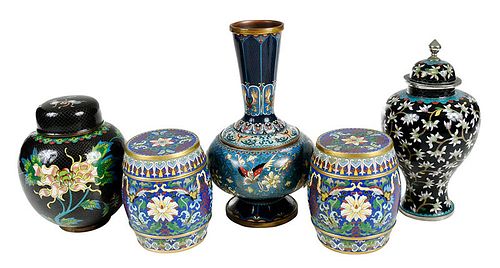 Five Pieces Chinese Cloisonne 