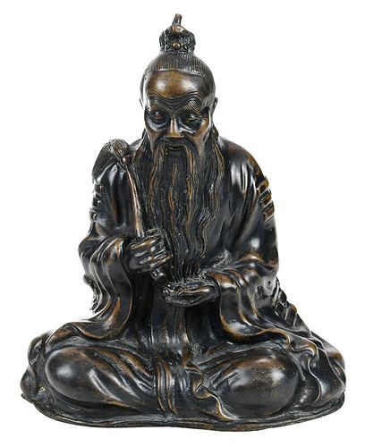 Chinese Patinated Bronze Daoshi Figure