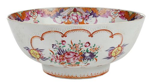 Chinese Export Famille Rose Porcelain Punch Bowl