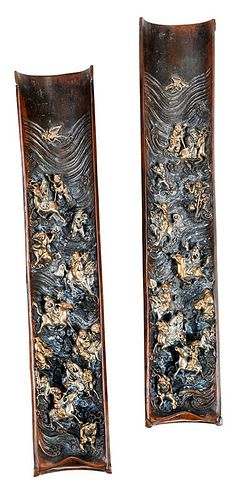 Pair of Chinese Patinated Bronze Wrist Rests