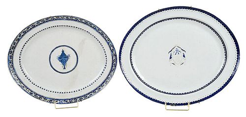 Two Chinese Export Armorial Porcelain Platters