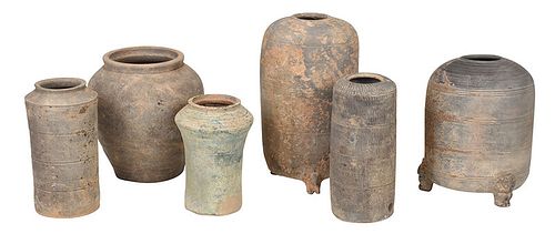 Six Early Chinese Earthenware Storage Jars