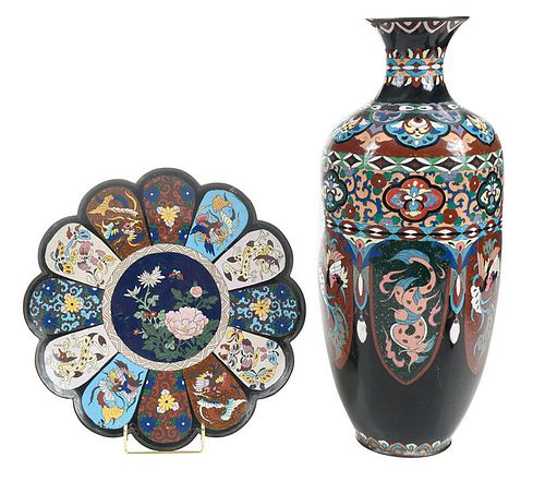 Japanese Cloisonne Vase and Plate