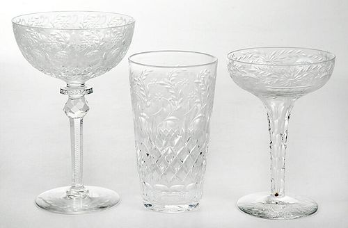 33 Pieces of Assorted Cut Glass Drinkware