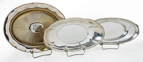 Three Sterling Oval Trays