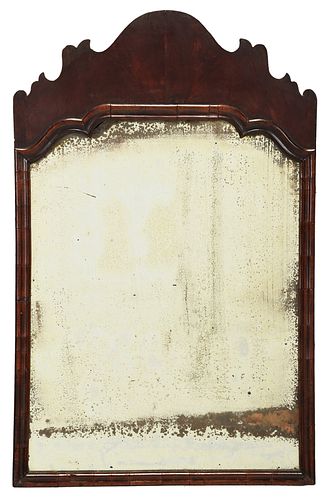 William and Mary Bookmatched Mahogany Mirror