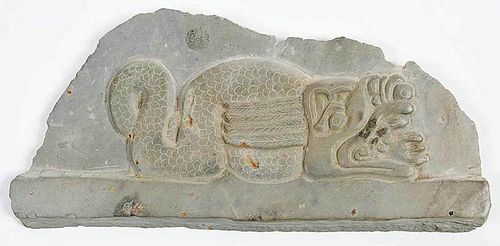 Jose Magana Slate Carving of Feathered Serpent
