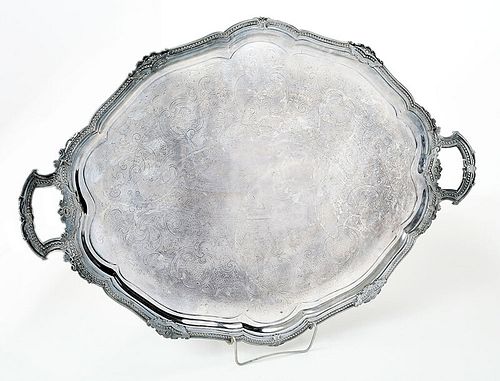 English Silver Plate Two Handle Tray