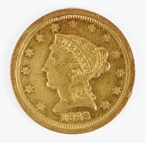 1843-O Gold Liberty Head Quarter Eagle