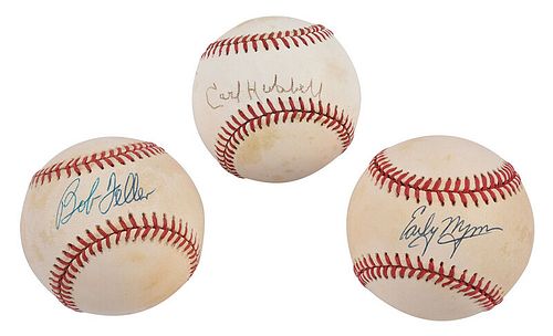 Three Hall of Fame Pitchers Signed Baseballs