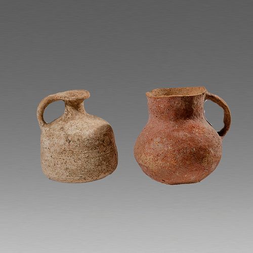 Lot of 2 Ancient Holy Land Iron Age Terracotta Juglets c.1200 BC. 
