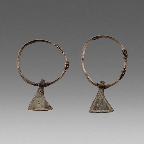 Ancient Cetlic Pair Silver Earrings c.800 BC. 
