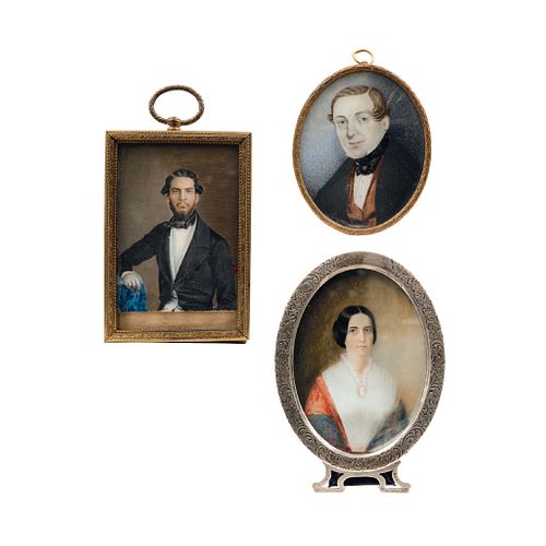 Lot of Three Miniature Portraits, Mexico and USA, 19th century