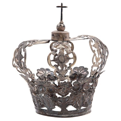 Crown for Religious Figure, Mexico, 19th century, Partially gilt silver