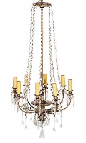 A Neoclassical Style Silver-Plate Eight-Light Chandelier