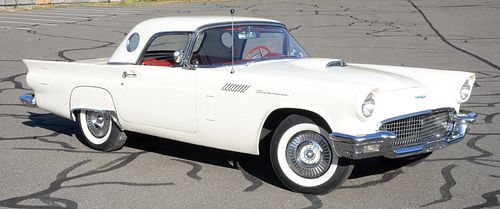 1957 Ford Thunderbird T-Bird, Colonial white with convertible hard top, red interior, power windows, one owner with original bill of sale plus window 