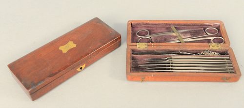 Two Field Surgical Kits, Sheffield and Edinburgh, each having fitted interior with scalpels, scissors and tweezers.
length: 7 1/2" e...
