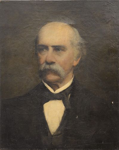 Ellen J. Stone (American, 1813 - 1876), oil on canvas, portrait of John Osgood Storie (1813 - 1876), signed lower left "Ellen Stone".
21" x  17".
Cata